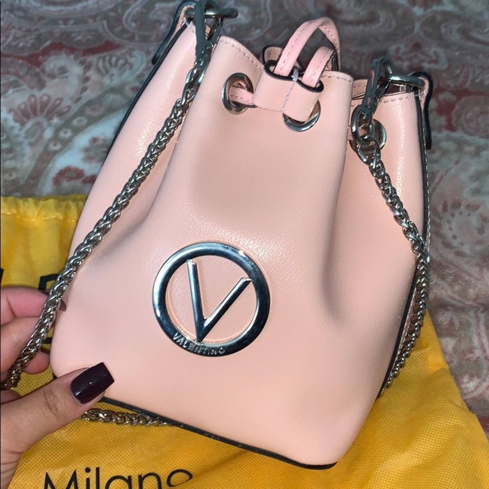 Mario Valentino discontinued Jules pink leather bucket bag - Picture 10 of 11